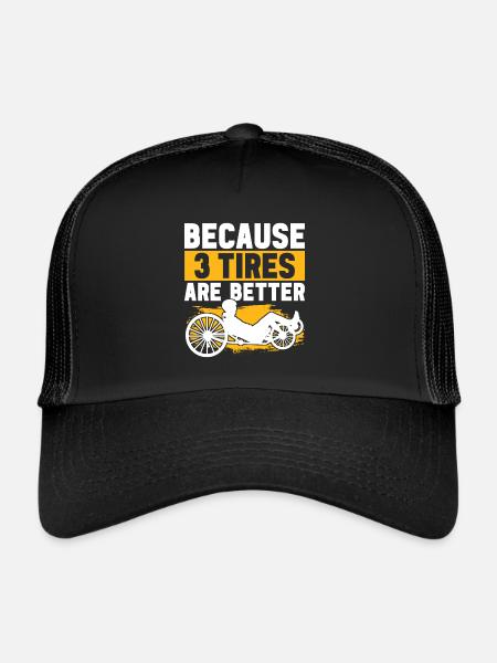 Tricycle couché Liegetrike Liegedreirad - Casquette trucker  - noir/noir - Devant
