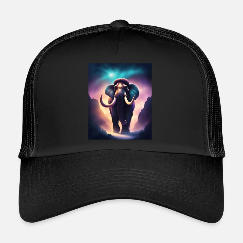 Cool mammoth with purple background Trucker Cap