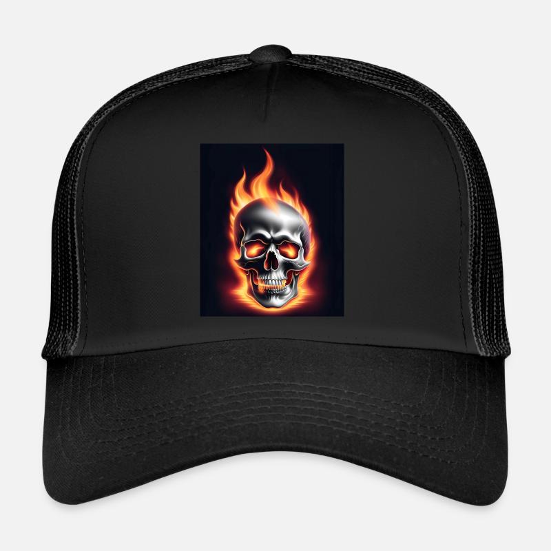 Un crâne en feu Casquette trucker 