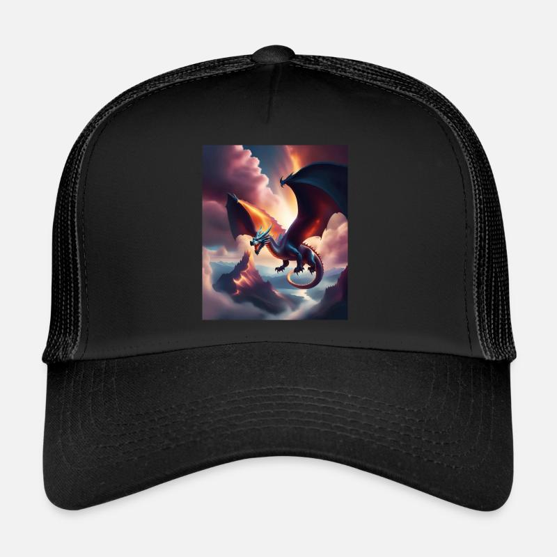 Dragon volant au-dessus des montagnes Casquette trucker 