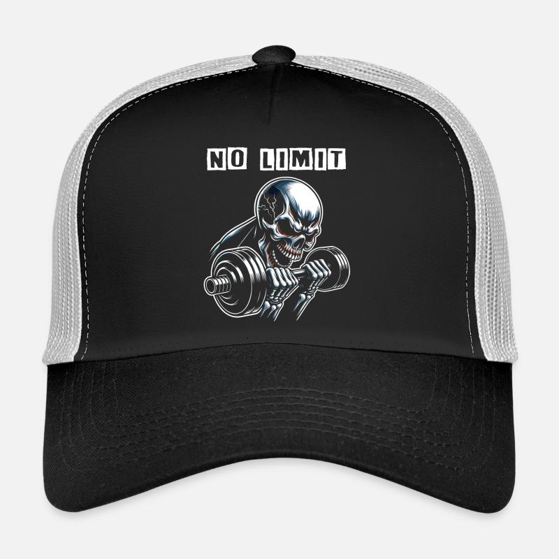 Crâne de musculation No Limit Workout avec haltère Casquette trucker 