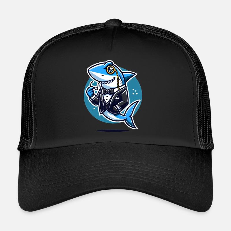 Classy Shark in Tuxedo Vector Design Trucker Cap