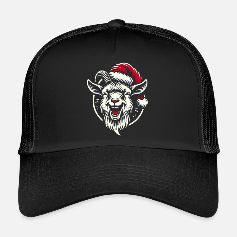 Drôle de chèvre de Noël avec chapeau de Père Noël Casquette trucker 