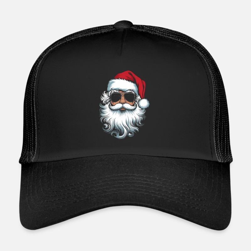 Chapeau de Père Noël élégant Barbe et nuancees - Casquette trucker  - noir/noir