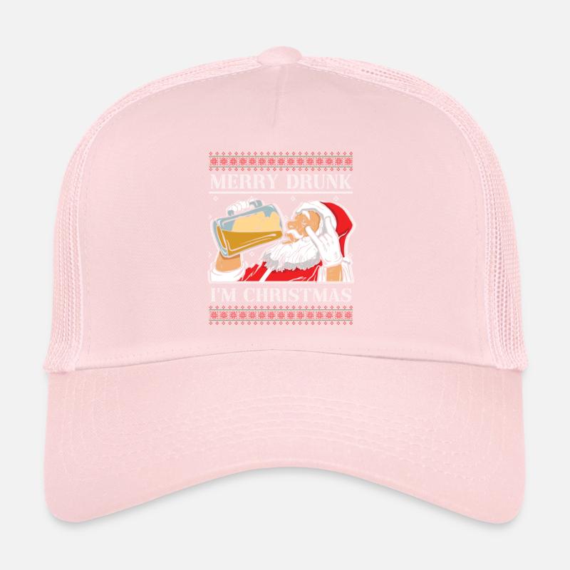Drunk Santa Claus Beer Lover December Pattern Trucker Cap