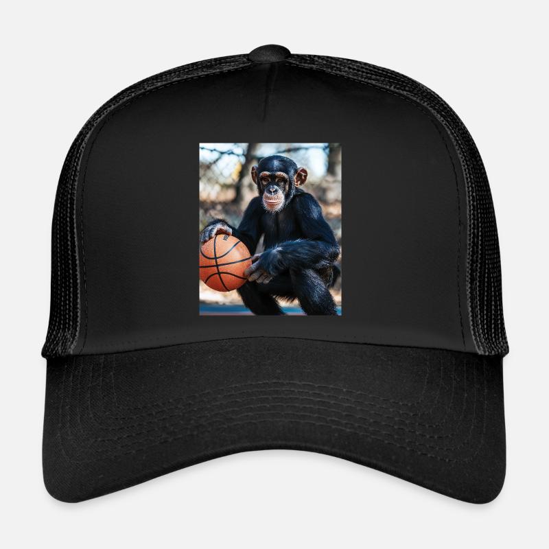 Chimpanzee Basketball Trucker Cap