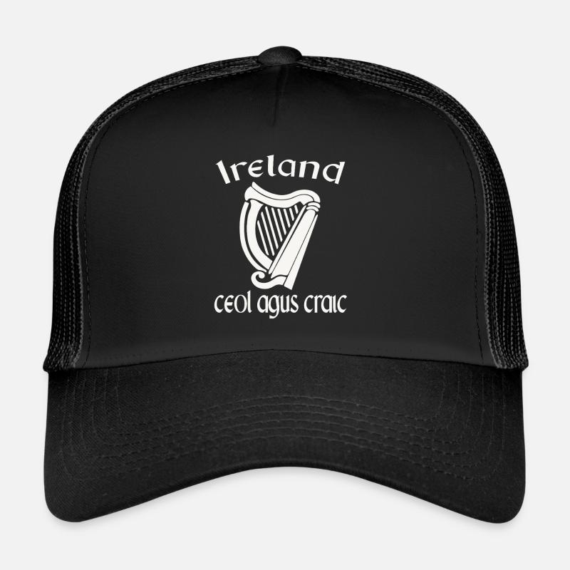 Irlande Ceol Agus Craic Gaélique Irlandais St Patrick Casquette trucker 