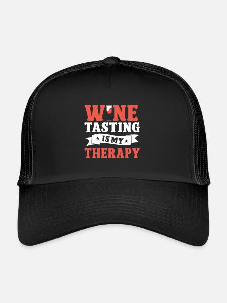 Dégustation de vin Amateur de vin drôle - Casquette trucker  - noir/noir - Devant