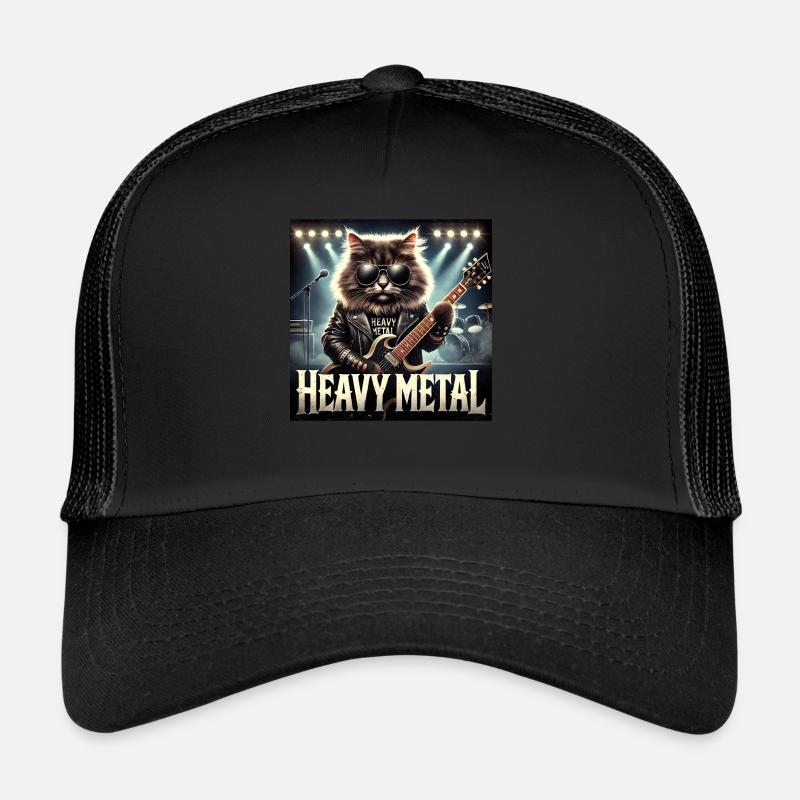 Heavy Metal Cat with Guitar Trucker Cap