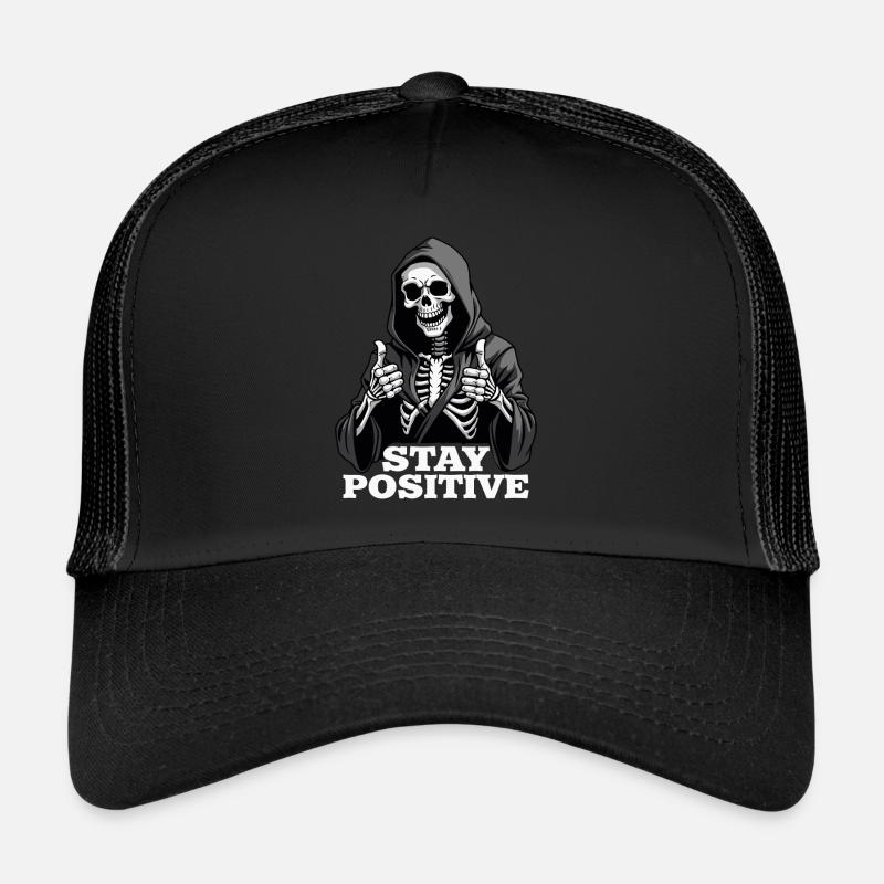 Stay Positive – Lustiger Sensenmann - Trucker Cap - Schwarz/Schwarz