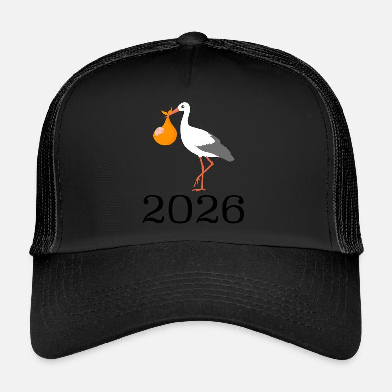 Cigogne avec bébé arrivée 2026 Casquette trucker 
