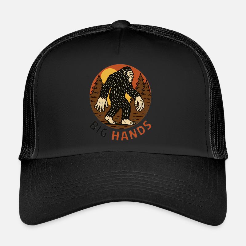 Conception d'aventure en forêt vintage Bigfoot Casquette trucker 