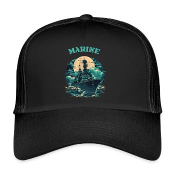Black Wave – Navire de guerre d’élite - Marine - Casquette trucker  - noir/noir - Devant
