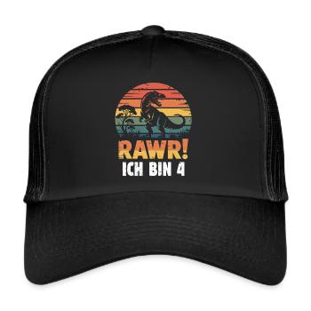 Rawr ! J’ai 4 ans - Casquette trucker  - noir/noir - Devant