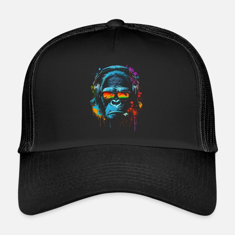Monkey DJ Écouteurs Lunettes Soleil Casquette trucker 