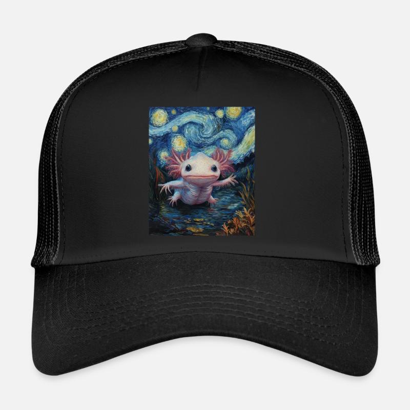 Axolotl starry night van gogh style Trucker Cap