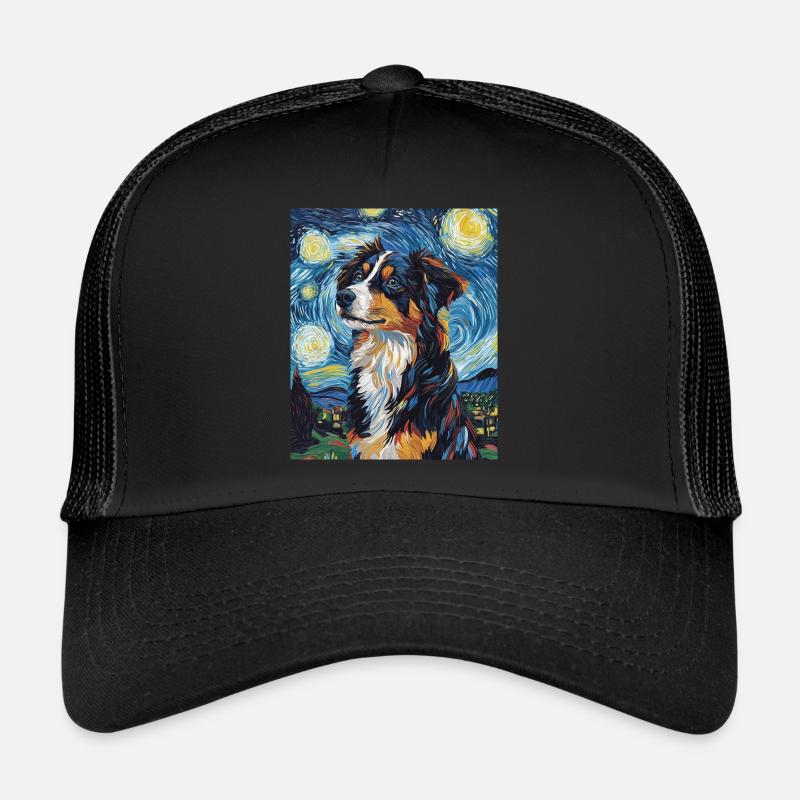 Australian Shepherd Hund starry night van gogh Trucker Cap