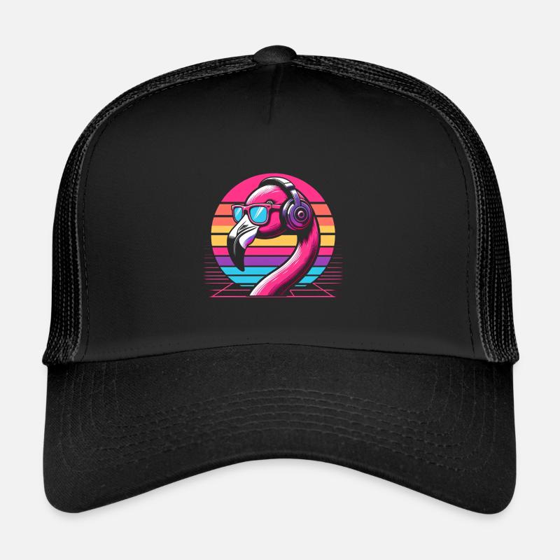 Flamingo Techno Music Trucker Cap