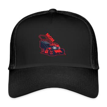 Lawn mower mother mom protects child - Trucker Cap - black/black - Front