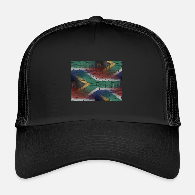 Südafrika - Kunstdesign - Trucker Cap - Schwarz/Schwarz