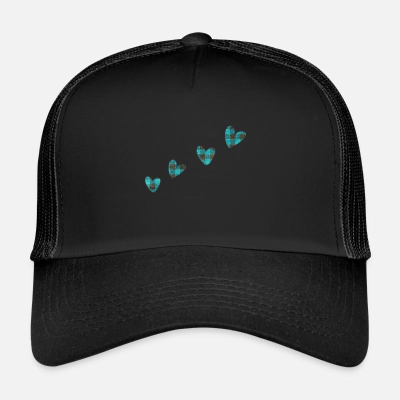 4 hearts fabric clothing blue Trucker Cap