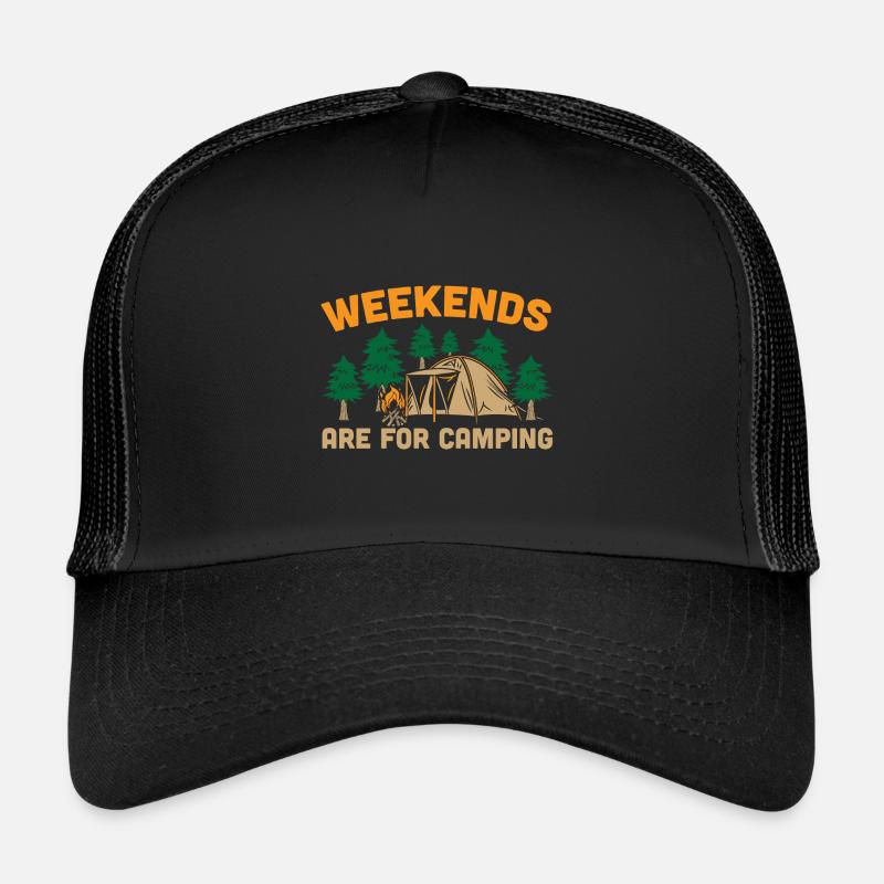 Wochenenden sind fürs Campen - Trucker Cap - Schwarz/Schwarz