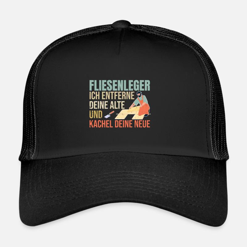 Fliesenleger Fliesen Handwerker - Trucker Cap - Schwarz/Schwarz