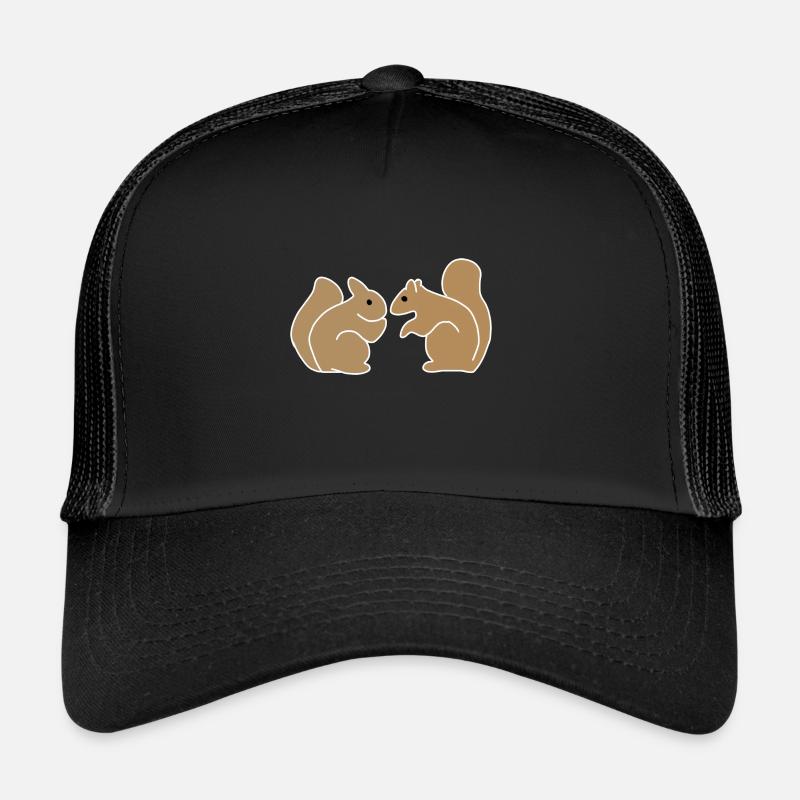 zwei Eichhhörnchen Tiere Symbol Tier - Trucker Cap - Schwarz/Schwarz