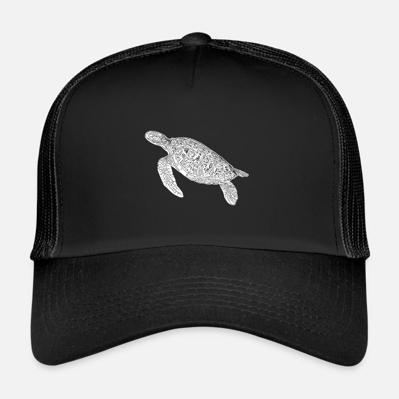 Vintage tauchende Schildkröte - Trucker Cap - Schwarz/Schwarz