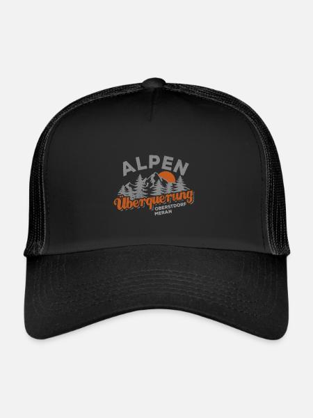 Alpenüberquerung Oberstdorf Meran Wandern - Trucker Cap - Schwarz/Schwarz - Vorne