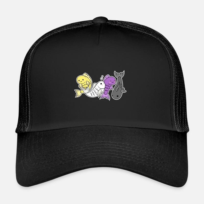 Conception de poisson drapeau non binaire pour les fiers Enbys Casquette trucker 