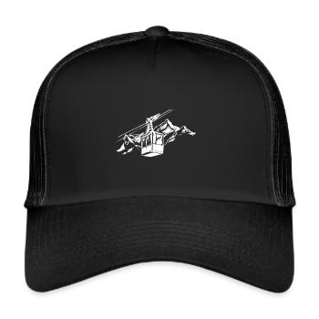 Gondel Berge Alpen Wandern Ski Symbol - Trucker Cap - Schwarz/Schwarz - Vorne