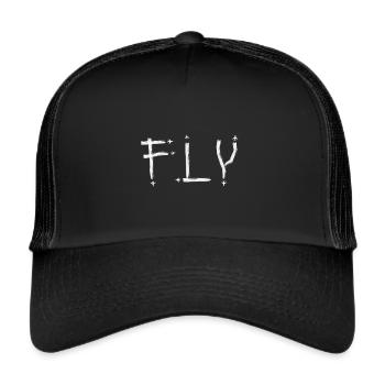 FLY Aviator Flugzeug aviation aircraft plane Pilot - Trucker Cap - Schwarz/Schwarz - Vorne