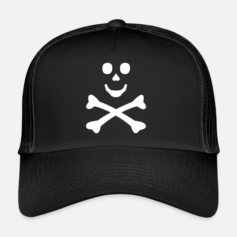 LUSTIGER TOTENSCHÄDEL MIT HERZNASE UND KNOCHEN Trucker Cap