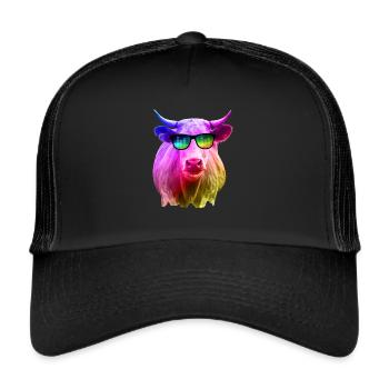 Cooles Kuh T-Shirt - Trucker Cap - Schwarz/Schwarz - Vorne