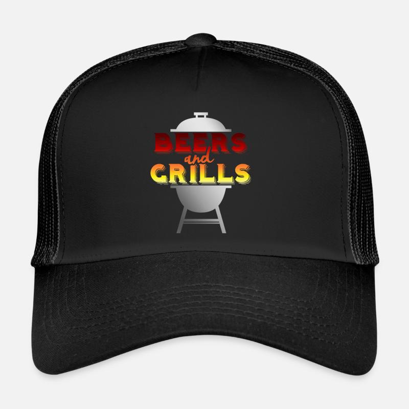Bier und Grillen - Trucker Cap - Schwarz/Schwarz