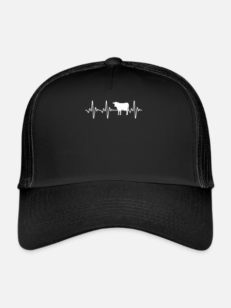 Cow Heartbeat - Trucker Cap - Schwarz/Schwarz