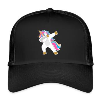 Einhorn Dab - Trucker Cap - Schwarz/Schwarz - Vorne
