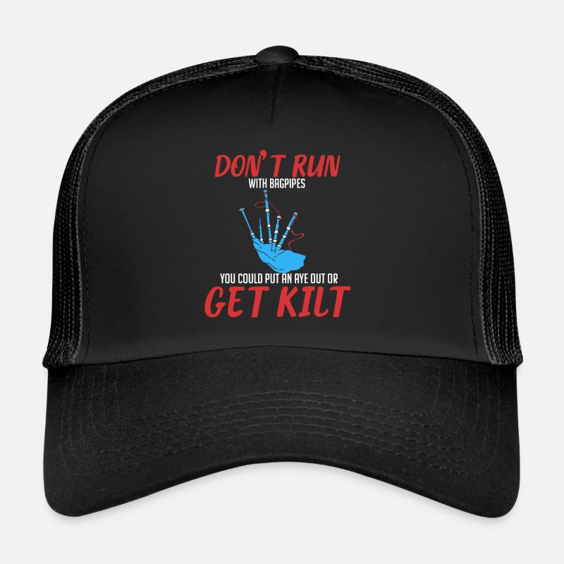 Funny Scottish bagpipe gift shirt - Trucker Cap - black/black