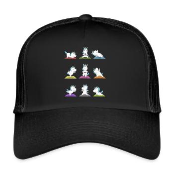 Yoga Einhorn Meditation Yogi Namaste Geschenk - Trucker Cap - Schwarz/Schwarz - Vorne