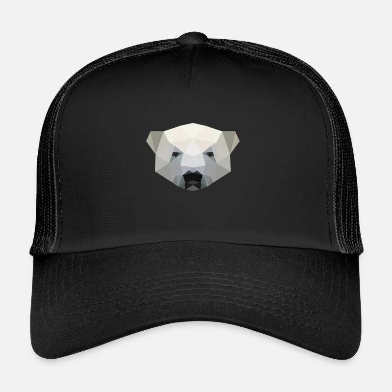 Eisbär, Eisbärenkopf polygon geometrisch - Trucker Cap - Schwarz/Schwarz