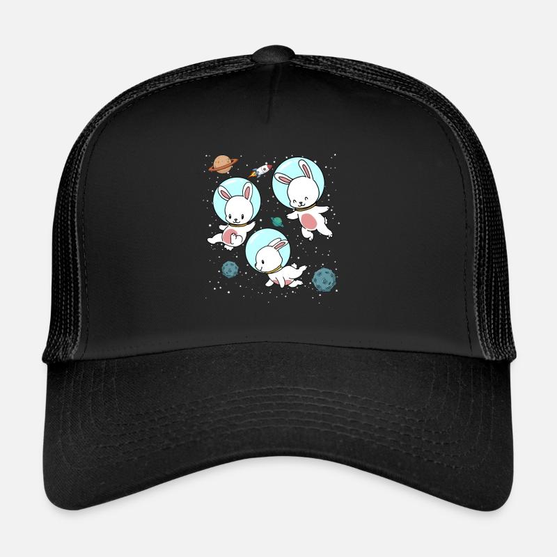 Cadeau espace espace astronaute lapin - Casquette trucker  - noir/noir