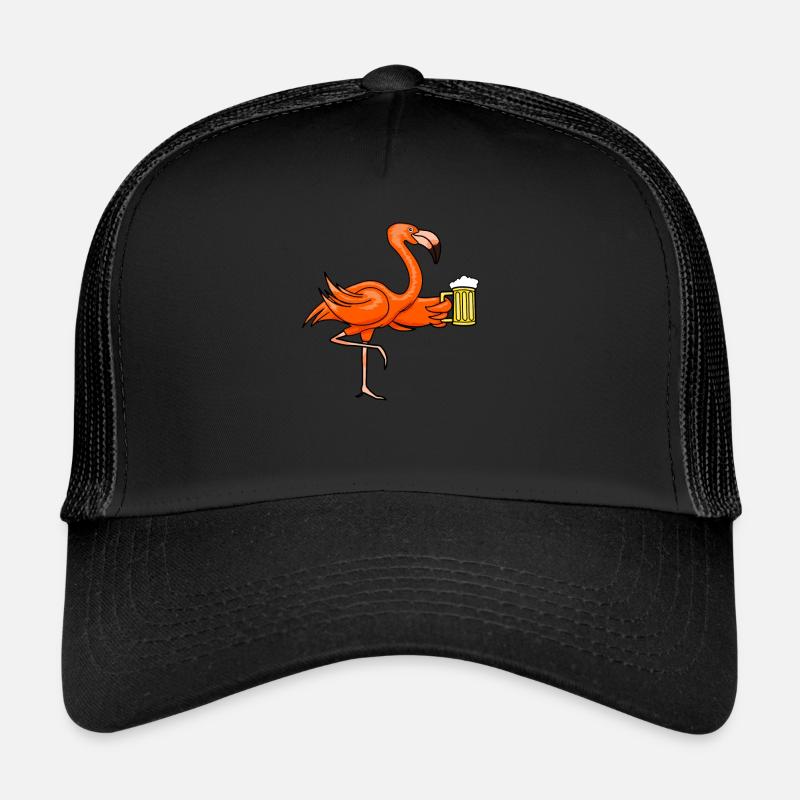 Flamingo bird drinking beer pitcher lovers party Trucker Cap