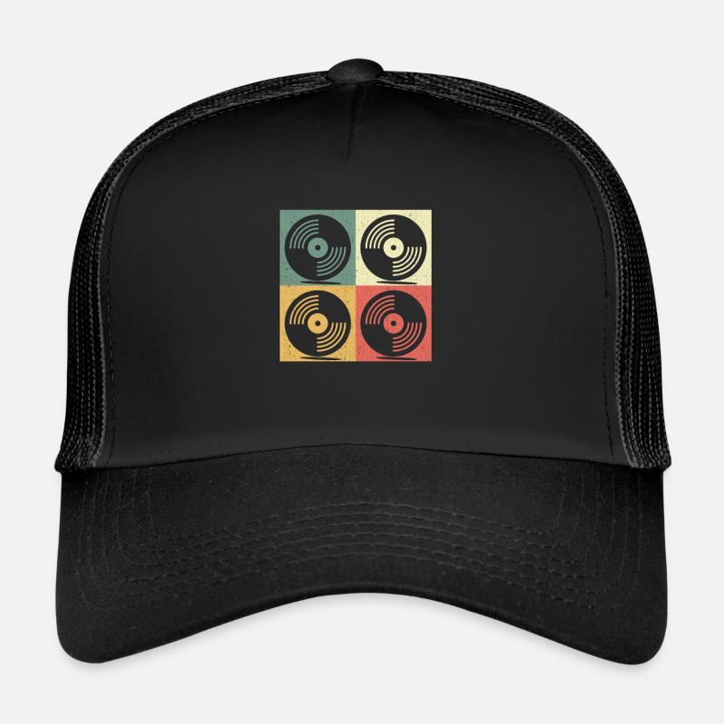 Vinyl Schallplatte Turntables Retro Geschenk - Trucker Cap - Schwarz/Schwarz