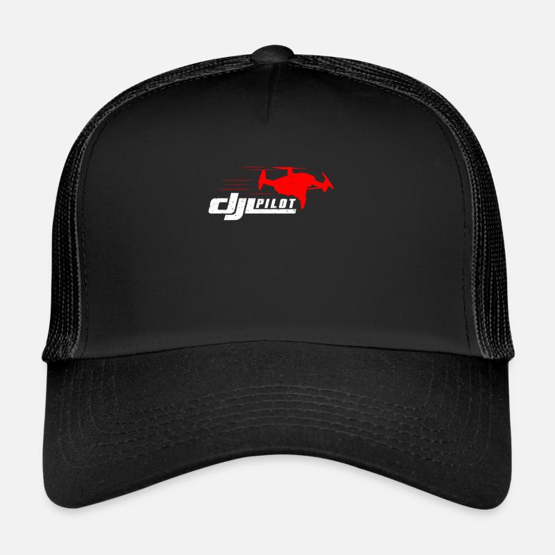 DJI Drone Airplane Pilot flyer Helikopter Geschenk - Trucker Cap - Schwarz/Schwarz
