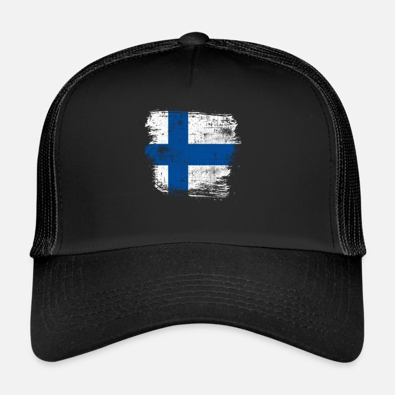 Finnland Flagge - Trucker Cap - Schwarz/Schwarz