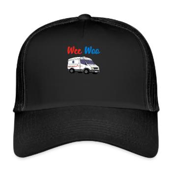 Krankenwagen Rettungsdienst Sanitäter Notarzt - Trucker Cap - Schwarz/Schwarz - Vorne