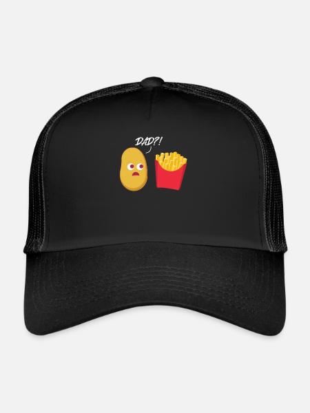 Des frites papa? Pommes de terre frites fast food - Casquette trucker  - noir/noir - Devant