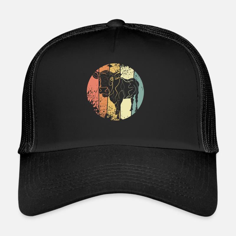Kuh retro Bauer - Trucker Cap - Schwarz/Schwarz