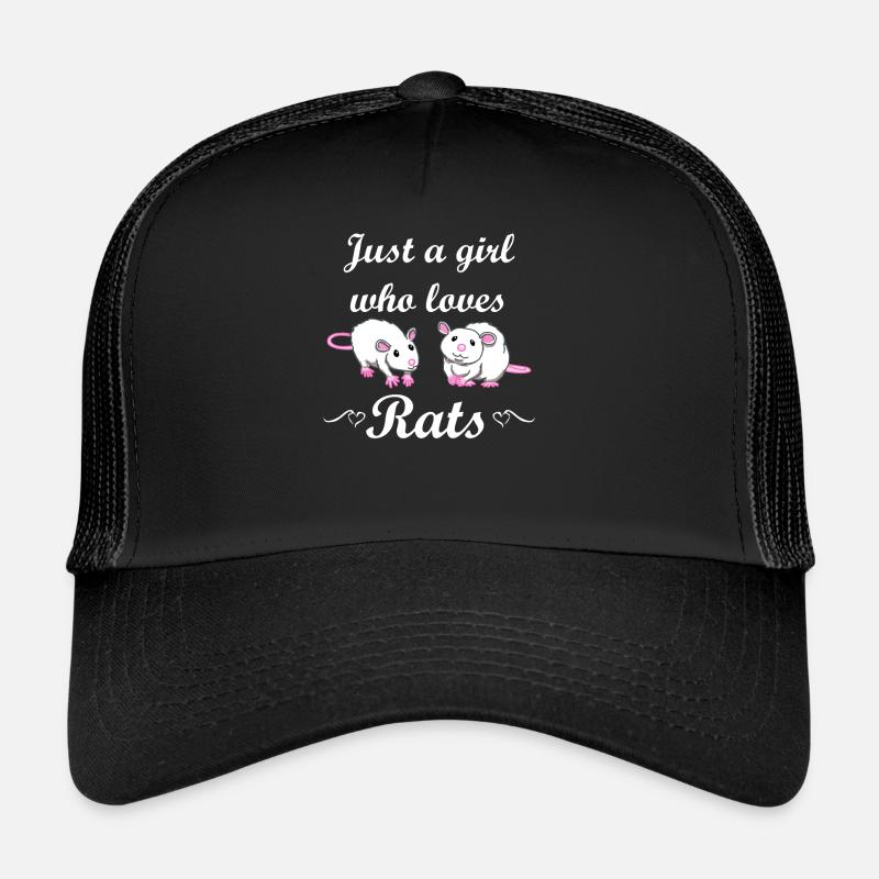 Rat girl mouse rat lovers gift - Trucker Cap - black/black